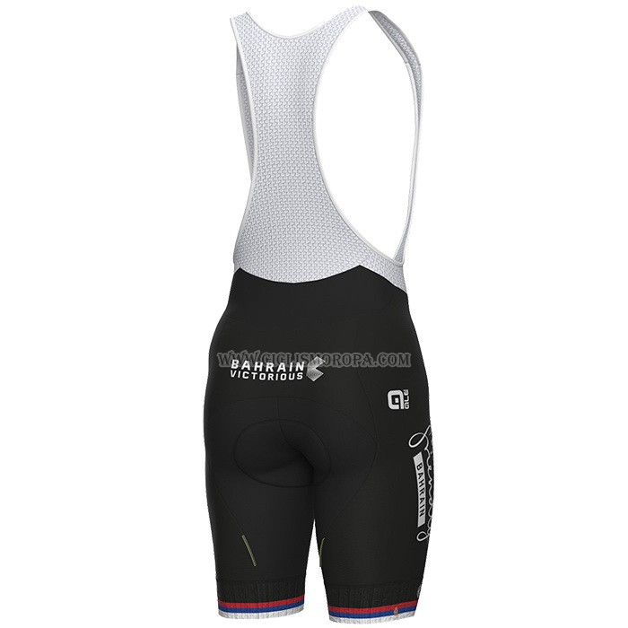 2023 Ropa Ciclismo Serbian Campeon Bahrain Victorious Blanco Rojo Azul Mangas Cortas y Culotte Corto